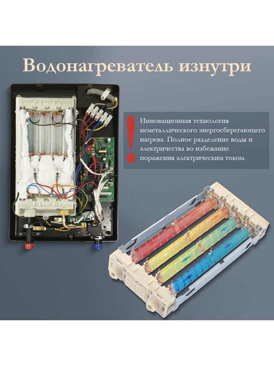 Электрический проточный водонагреватель PRIMOCLIMA PREMIUM 8.8 кВт/380В, серебристый