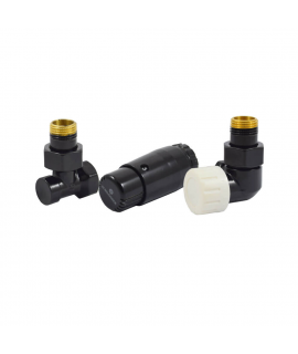 Комплект Schlosser DN15 GZ1/2x GW 1/2 трехосевой правый с головкой Мини M30x1,5, Черный