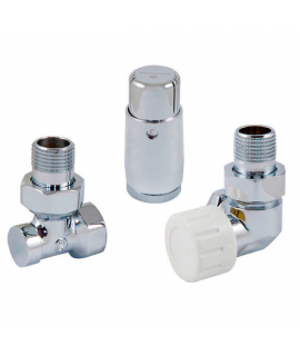 Комплект Schlosser DN15 GZ1/2 x GW1/2 осевой правый с головкой Мини M30x1,5, Хром