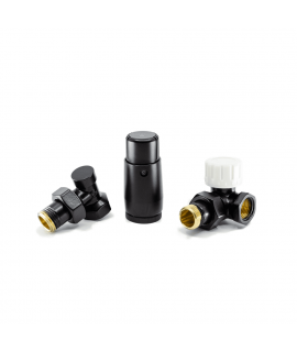 Комплект подключения Schlosser STANDARD MINI Трехосевой Правый DN15 GZ 1/2* GW 1/2, RAL 9005 matt