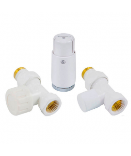 Комплект Schlosser DN15 GZ1/2 x GW1/2 проходной с головкой Мини M30x1,5, Белый
