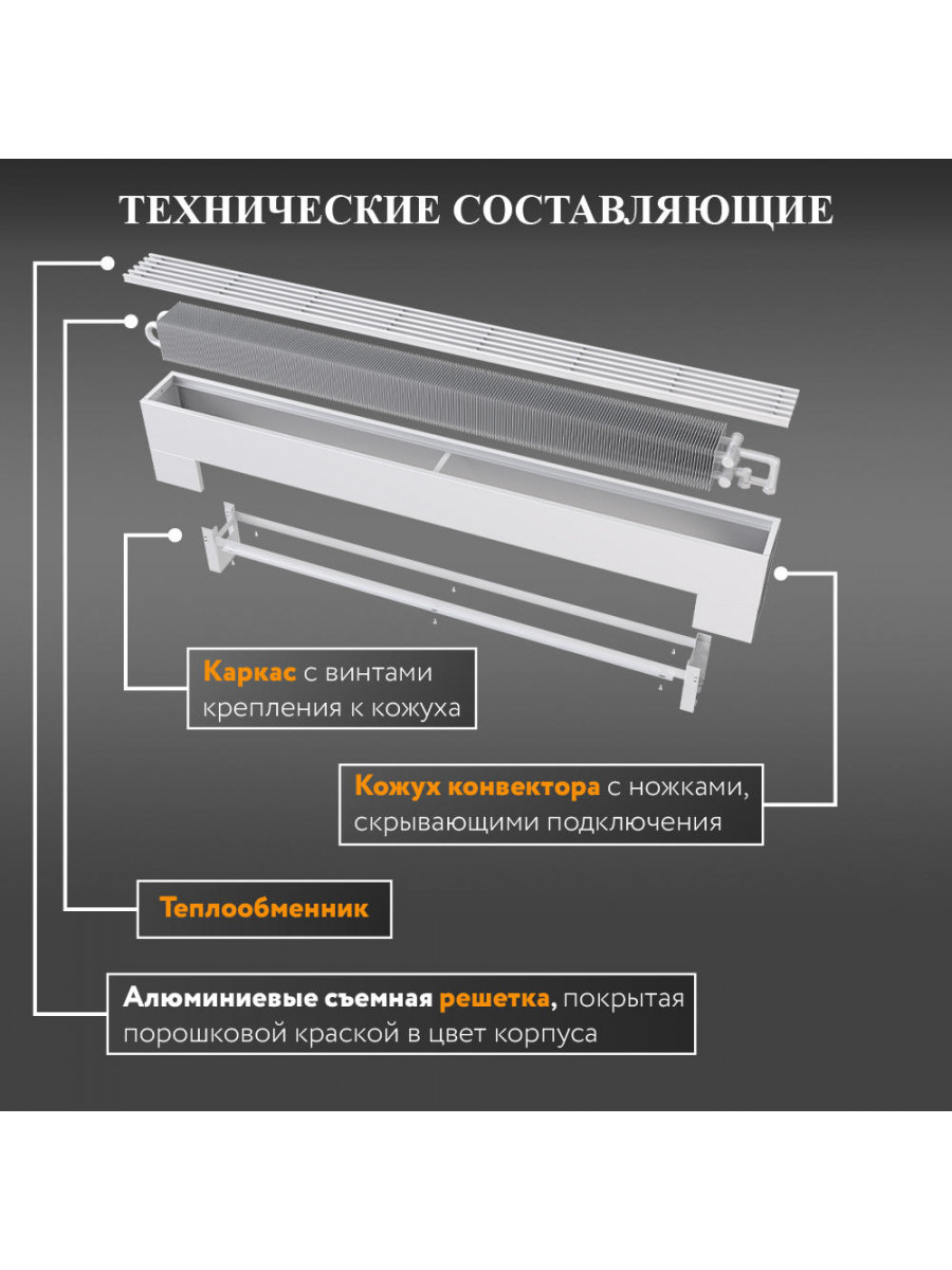 Напольный конвектор Primoclima Compact 190-110-1300 U LR