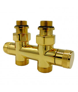 Узел прямой SR Rubinetterie Tondera 50 мм, запорный 1/2”x3/4” Е, цвет золото