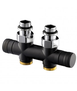 Узел прямой SR Rubinetterie Tondera 50 мм, запорный 1/2"х3/4" Е, цвет черный
