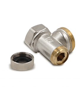 Клапан запорный Primoclima Armature угловой ВР-НР 1/2"х3/4", без хвостовика, никель
