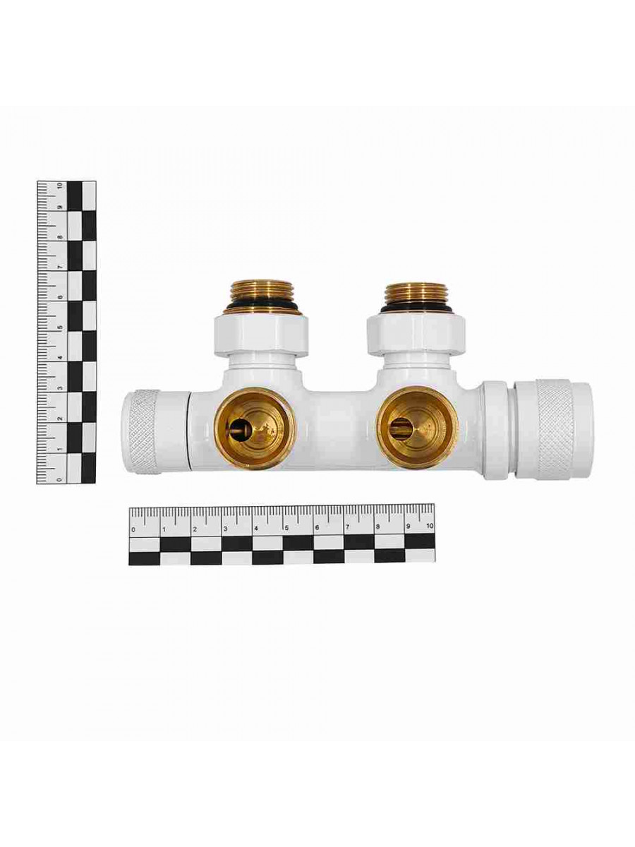 Узел нижнего подключения терм. Primoclima Armature "Lunar" угловой левый 1/2"х3/4"Е, цвет белый