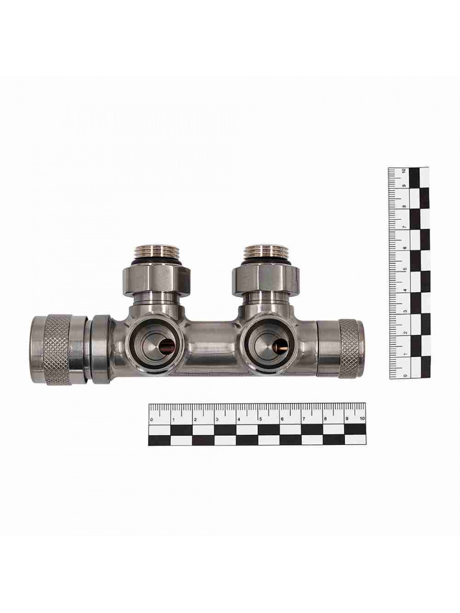 Узел нижнего подключения Primoclima Armature термостат."Lunar" угловой правый 1/2"х3/4"Е, Никель мат