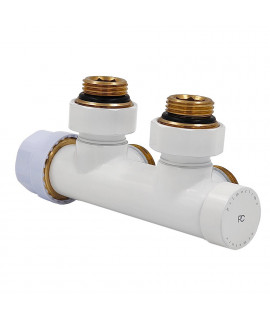 Узел нижнего подключения Primoclima Armature термостатический угловой левый 1/2"х3/4", белый