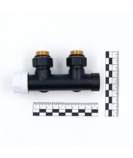 Узел нижнего подключения Primoclima Armature термостатический угловой левый 1/2"х3/4", черный