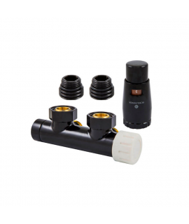 Узел подключения Schlosser DUO-PLEX Черный RAL 9005 Угловой, правый 3/4xМ22x1,5
