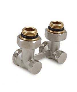 Угловой Н-образный клапан Primoclima Armature для нижнего подключения 3/4"х1/2", никель