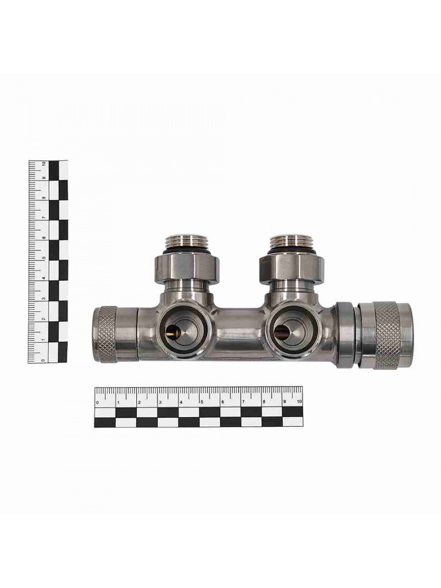 Узел нижнего подключения терм. Primoclima Armature "Lunar" угловой левый 1/2"х3/4"Е, цвет никель мат