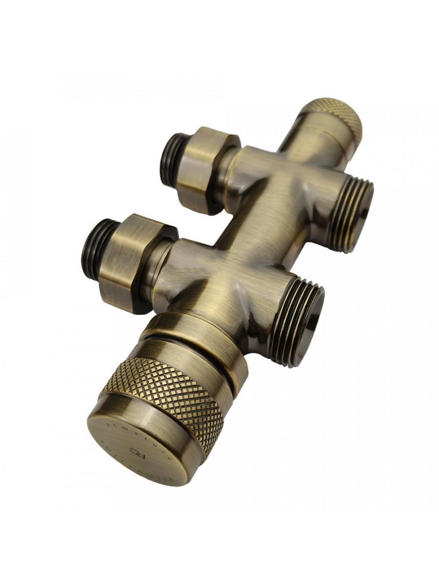 Узел нижнего подключения Primoclima Armature термостатический "Lunar" прямой 1/2"х3/4"Е, Бронза