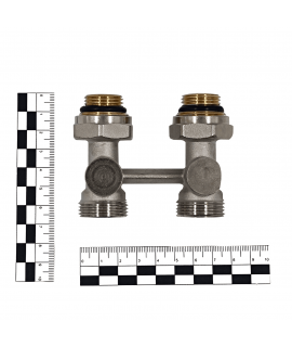 Прямой Н-образный клапан Primoclima Armature для нижнего подключения, 3/4"х1/2", никель