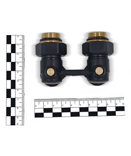 Угловой Н-образный клапан Primoclima Armature для нижнего подключения 3/4"х1/2", черный матовый