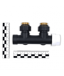 Узел нижнего подключения Primoclima Armature термостатический угловой правый 1/2"х3/4", черный
