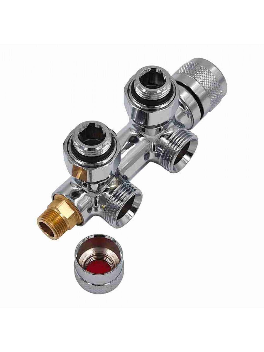 Узел нижнего подключения терм. Primoclima Armature "Lunar" угловой левый 1/2"х3/4"Е, цвет хром